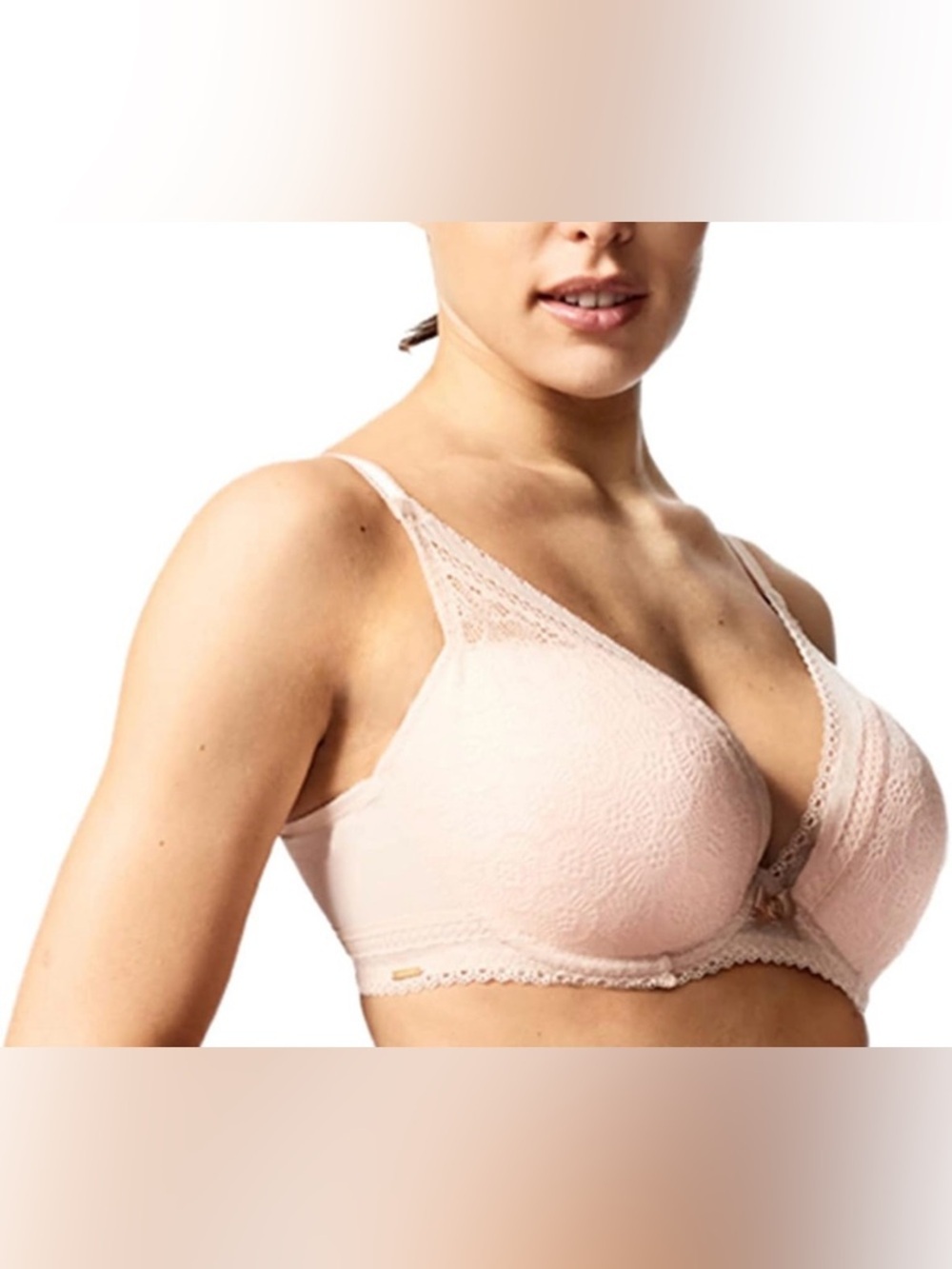 Chantelle Festivité Lace Plunge Bra Nude Blush 30 DDD - Picture 2 of 6